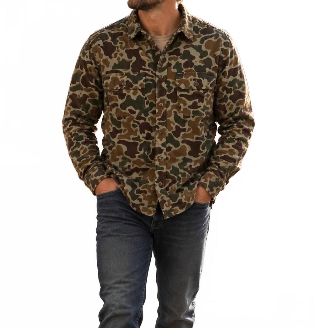 NEW FILSON men's field flannel shirt in frog camo